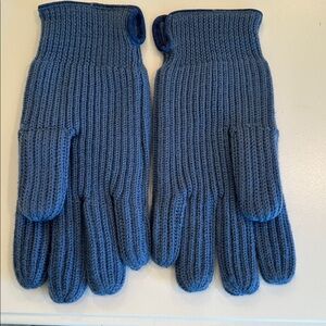 New Portolano Ribbed Merino Wool Gloves. Size Small. Blue.